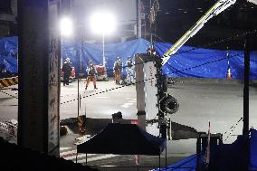 Rescue operation at sinkhole in eastern Japan