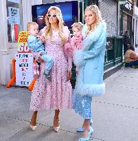 Paris And Nicky Hilton With Their Children At Museum Of Ice Cream - NYC