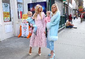 Paris And Nicky Hilton With Their Children At Museum Of Ice Cream - NYC