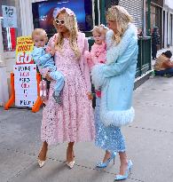 Paris And Nicky Hilton With Their Children At Museum Of Ice Cream - NYC