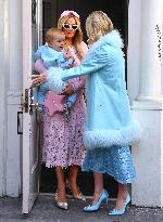 Paris And Nicky Hilton With Their Children At Museum Of Ice Cream - NYC