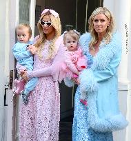 Paris And Nicky Hilton With Their Children At Museum Of Ice Cream - NYC