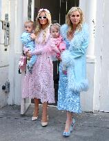 Paris And Nicky Hilton With Their Children At Museum Of Ice Cream - NYC