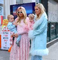 Paris And Nicky Hilton With Their Children At Museum Of Ice Cream - NYC