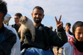 Displaced Palestinians Arrive In The Northern Gaza