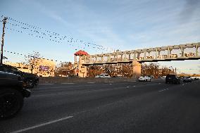 Protest On Highway Overpass Near New York City On President Donald J. Trump Immigration Crackdown