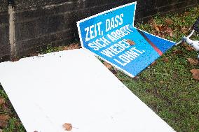 AFD Placard Damaged In Cologne