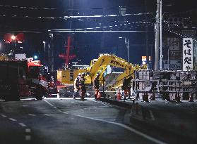 Sinkhole at intersection near Tokyo