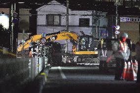 Sinkhole at intersection near Tokyo
