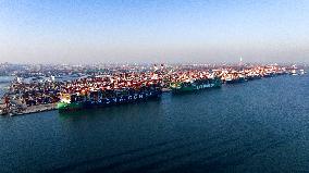 Ship Load Containers in Qingdao Port