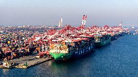 Ship Load Containers in Qingdao Port