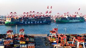 Ship Load Containers in Qingdao Port