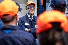 President Macron Visits To Framatome Nuclear Maintenance Workshop - Maubeuge