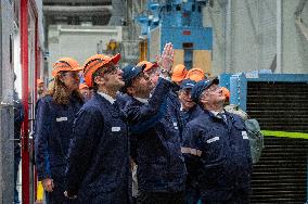 President Macron Visits To Framatome Nuclear Maintenance Workshop - Maubeuge