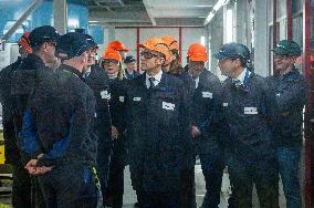 President Macron Visits To Framatome Nuclear Maintenance Workshop - Maubeuge
