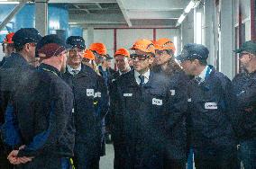 President Macron Visits To Framatome Nuclear Maintenance Workshop - Maubeuge