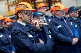 President Macron Visits To Framatome Nuclear Maintenance Workshop - Maubeuge