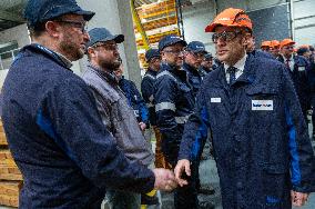 President Macron Visits To Framatome Nuclear Maintenance Workshop - Maubeuge