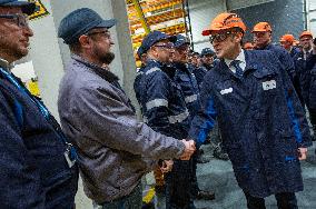 President Macron Visits To Framatome Nuclear Maintenance Workshop - Maubeuge