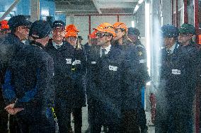 President Macron Visits To Framatome Nuclear Maintenance Workshop - Maubeuge