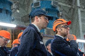 President Macron Visits To Framatome Nuclear Maintenance Workshop - Maubeuge