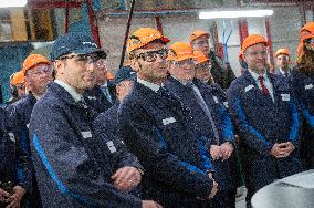 President Macron Visits To Framatome Nuclear Maintenance Workshop - Maubeuge