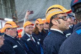 President Macron Visits To Framatome Nuclear Maintenance Workshop - Maubeuge