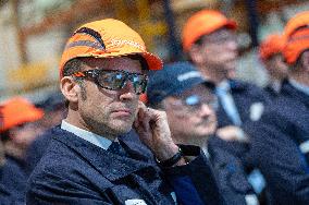 President Macron Visits To Framatome Nuclear Maintenance Workshop - Maubeuge