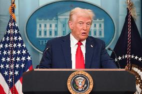 President Donald J. Trump Delivers Remarks At A News Conference On The Mid-Air Collision At The White House In Washington D.C.