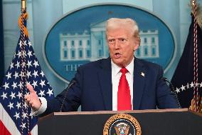President Donald J. Trump Delivers Remarks At A News Conference On The Mid-Air Collision At The White House In Washington D.C.