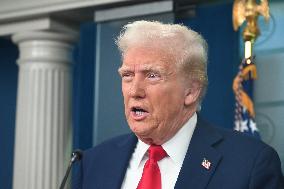 President Donald J. Trump Delivers Remarks At A News Conference On The Mid-Air Collision At The White House In Washington D.C.