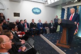 President Donald J. Trump Delivers Remarks At A News Conference On The Mid-Air Collision At The White House In Washington D.C.