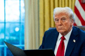 President Donald Trump Signs Two Executive Orders After Reagan Airport Crash