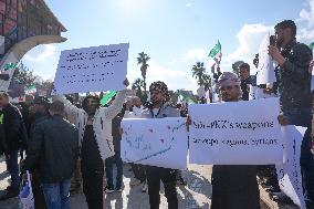 Protest In Damascus Against SDF And PKK