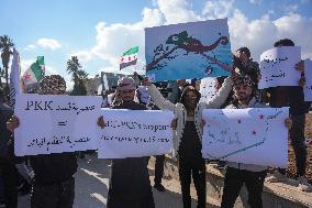 Protest In Damascus Against SDF And PKK