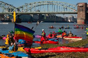 Protesters Paddle For Diversity In Cologne