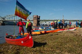 Protesters Paddle For Diversity In Cologne