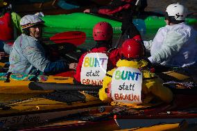 Protesters Paddle For Diversity In Cologne