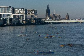 Protesters Paddle For Diversity In Cologne