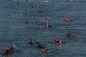 Protesters Paddle For Diversity In Cologne