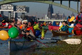 Protesters Paddle For Diversity In Cologne