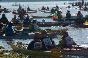 Protesters Paddle For Diversity In Cologne