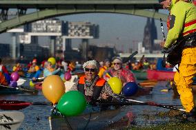 Protesters Paddle For Diversity In Cologne