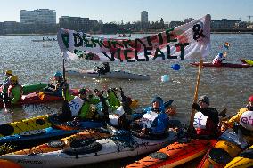 Protesters Paddle For Diversity In Cologne