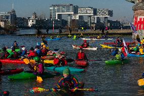 Protesters Paddle For Diversity In Cologne