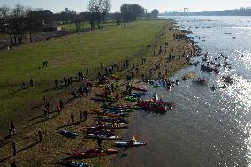Protesters Paddle For Diversity In Cologne