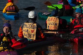 Protesters Paddle For Diversity In Cologne