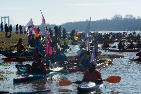 Protesters Paddle For Diversity In Cologne