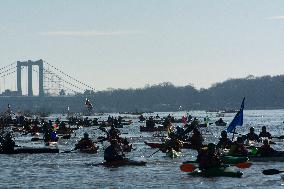 Protesters Paddle For Diversity In Cologne