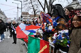 Emmanuel Macron presides the ceremony marking the 80th anniversary of the liberation of Colmar